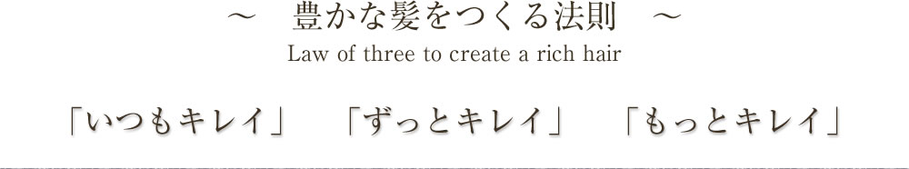 豊かな髪をつくる法則 「いつもキレイ」「ずっとキレイ」「もっとキレイ」